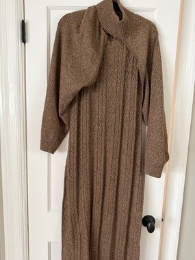 Current Air Brown Cable-Knit Turtleneck Dress